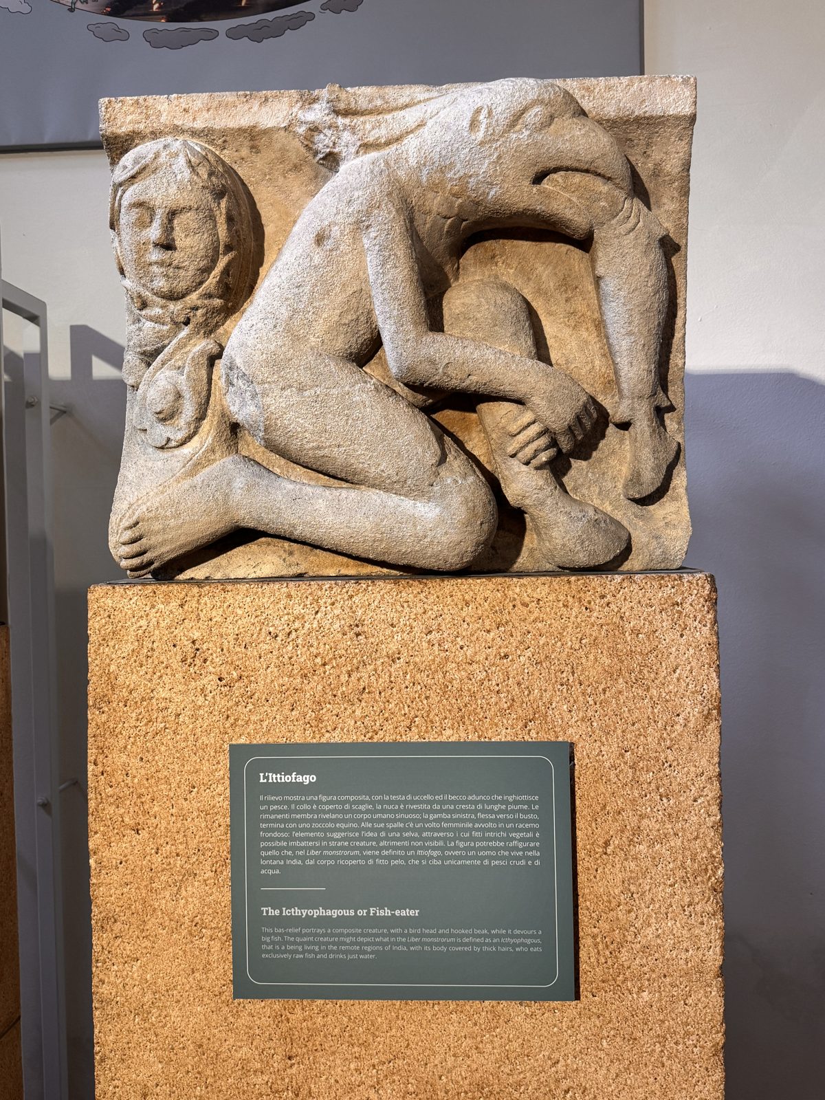 The Ichthyophagus or fish-eater: a hybrid with a bird’s head devouring a fish, recalling the fish-eating peoples placed in remote India